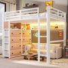 Merax Hochbett, Metall Kinderbett 140x200cm mit 8 Schubladen LED-Beleuchtung Lochwand, Weiß Bild 5