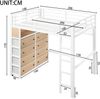 Merax Hochbett, Metall Kinderbett 140x200cm mit 8 Schubladen LED-Beleuchtung Lochwand, Weiß Bild 4