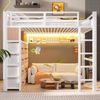 Merax Hochbett, Metall Kinderbett 140x200cm mit 8 Schubladen LED-Beleuchtung Lochwand, Weiß Bild 3