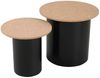Beistelltisch 2er Set aus MDF mit Kork Natur und schwarzem Säulenfuß Bild 2