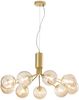 Große LED Pendelleuchte 9-flammig Gold-Glakugeln Bernsteinfarbig, Ø 83cm Bild 2
