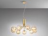Große LED Pendelleuchte 9-flammig Gold-Glakugeln Bernsteinfarbig, Ø 83cm Bild 3
