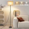 Nettlife LED Stehlampe Dimmbar Vintage Beige Lampenschirm 151CM Stehleuchte, mit Seilzugschalter, LED fest integriert, Farbwechsler, für Wohnzimmer Schlafzimmer Büro Arbeitszimmer Bild 5