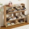 Schuhschrank 108,5 x 24 x 100 cm – platzsparender Klappschuhschrank aus MDF in Holzoptik mit Metallfüßen Bild 4