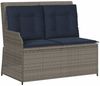 vidaXL Gartenbank mit Liegefunktion und Kissen Grau Polyrattan 368953 Bild 2
