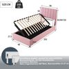 Polsterbett 90x200 cm mit Stauraum aus Leinen in Rosa – klassisches Kinderbett mit hydraulischem Bettkasten Bild 4