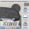 Flieks Kinderbett 140x200cm, Polsterbett mit Cartoon-Kopfteil, Doppelbett mit Holzbeinen, Samt, Grau Bild 5