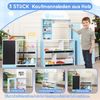 Merax Kinder-Spielgeschäft-Spielzeug, Mit Regalen, Kühlschrank, Werbeschildern, beschreibbarer Kreidetafel, Seitentheke und Wasserhahn, Lernspielzeug für Kinder ab 3 Jahren, Blau Bild 3