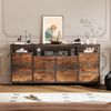 GarveeMore TV-Schrank Industrieller Sideboard Mehrzweckschrank Kommode mit 10 Schubladen Media-Board Stauraumschrank mit Steckdose, USB-Anschluss & RGB-LED Bild 3