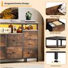 GarveeMore TV-Schrank Industrieller Sideboard Mehrzweckschrank Kommode mit 10 Schubladen Media-Board Stauraumschrank mit Steckdose, USB-Anschluss & RGB-LED Bild 4