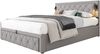 Polsterbett 160x200 cm mit Bettkasten, Downlights & USB, Leinen-Kopfteil, Holzlattenrost, grau Bild 5