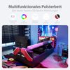 Kinderbett 90*200 im E-Sport-Stil mit PU-Lederbezug in Farbblockoptik, LED-Beleuchtung mit Farbwechsel, hydraulischem Stauraum und integrierter TV-Halterung Multifunktionales Gaming Bett Bild 5