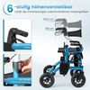 Rollator mit Luftbereifung faltbar und leicht mit Sitz 2 in 1 Rollstuhl &Reiserollator Blau Bild 4