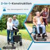 Rollator mit Luftbereifung faltbar und leicht mit Sitz 2 in 1 Rollstuhl &Reiserollator Blau Bild 5