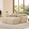 Modulares Sofa in 204×179×73 Hellkhaki aus Plüsch – rahmenloses 2-Sitzer-Sofa mit Ottomans, montagefrei Bild 2