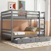 Etagenbett mit Leiter, Rausfallschutz, Lattenrost und Schubladen, 140x200 cm, Kinderbett Bild 3