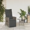 vidaXL Gartensessel Verstellbar mit Kissen Grau Poly Rattan 365661 Bild 3