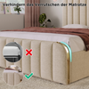 Polsterbett Doppeltes, gepolstertes Kopfteil mit goldenen Zierstreifen und ,USB Typ-C Ladefunktion 140*190 cm, Beige Leinen-Material Hydraulisches Lagerbett,Belastbarkeit 181 kg (Ohne Matratze) Bild 4