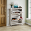Schuhschrank im Vintage Farmhouse Stil, Holzoptik, 2 Klappfächer, Schuhregal mit Ablage und Kippschutz, Landhaus Schuhkommode Bild 5