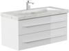 Badmöbel Marmor Carrara White Damo 100 cm 1 Hahnloch SoftClose weiß hochglanz : Weiss hochglanz Bild 3
