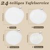 HOMELUX Geschirr-Set 24-tlg Teller Set Tafelservice Kombiservice Geschirrset Modernes, Weiß (24-tlg), 6 Personen, Keramik, Hochwertiges Geschirr set, spülmaschinen- & mikrowellengeeignet Bild 3