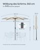 Songmics Sonnenschirm mit UV-Schutz bis UPF 50+, knickbar, Metall / Polyester beige, Ø 3,4 x 2,46 m Bild 4