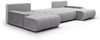 Wohnlandschaft Sofa mit Schlaffunktion VOGAR Stoff Poso Hellgrau Bild 2