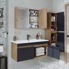Roomart ATRIA-100 Badmöbel Set– 4-teiliges Badezimmermöbel Set - Waschbeckenunterschrank mit Keramikwaschbecken, Spiegelschrank & Hochschrank - H 45 x B 45 x T 100 cm • Anthrazit-Eiche Bild 2