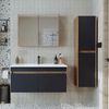 Roomart ATRIA-100 Badmöbel Set– 4-teiliges Badezimmermöbel Set - Waschbeckenunterschrank mit Keramikwaschbecken, Spiegelschrank & Hochschrank - H 45 x B 45 x T 100 cm • Anthrazit-Eiche Bild 3