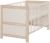 roba Kinderzimmer Set 3-teilig Momo- Kinderbett 70 x 140 cm umbaubar + Wickelkommode mit 3 Schubladen + Kinderkleiderschrank - Griffe aus Massivholz - Cashmere / Tristan Eiche Bild 5