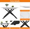 Esstisch ausziehbar 120–160x80x76,5 cm, moderner Tisch mit Marmoroptik-Platte, stabilem Metallkreuzgestell für 6–8 Personen, 76.5cmx120-160cmx80cm, Weiß+Schwarz Bild 4