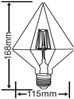 E27 Filament LED - 4 Watt, 140 Lumen, warmweiß, Ø11,5cm - nicht dimmbar, amber Bild 2
