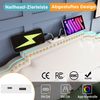 Merax Polsterbett 140×200, Doppelbett mit 4 Schubladen, LED-Beleuchtung und USB-C-Ladeanschluss, Stauraumbett und Jugendbett mit Lattenrost, Samt, Beige, ohne Matratze Bild 5