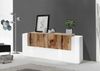 Dmora Kommode Astice, Küchen-Sideboard mit 7 Türen, Wohnzimmer-Buffet, Küchen-Sideboard, 100 % Made in Italy, 200 x 45 x 86 cm, glänzendes Weiß und Ahorn Bild 2