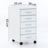 FINEBUY Rollcontainer SuVa11684_1, (Schreibtischcontainer 33 x 63 x 38 cm Weiß), Rollschrank 5 Schubladen, Bürocontainer mit Rollen Bild 2