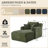 1-Sitzer Chaiselongue H 82 x T 100 x B 166 cm aus Cord in Grün, als Relaxsessel und Schlafsofa Bild 4