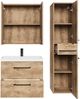 Badmöbel Komplettset Florence 60 x 35 cm Kastanie Eiche - Badezimmermöbel mit Waschbecken, Spiegel und Badezimmerschrank Bild 5