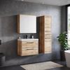 Badmöbel Komplettset Florence 60 x 35 cm Kastanie Eiche - Badezimmermöbel mit Waschbecken, Spiegel und Badezimmerschrank Bild 2