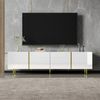 TV-Schrank 170 cm Weiß Hochglanz mit Goldakzenten, 4 Türen, Soft-Close-Scharniere Bild 5