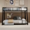 Flieks Etagenbett Metallbett, 90x190cm+140x190cm, Jugendbett, Gästebett mit Schrägleiter und Geländer, lärmfrei, Schwarz Bild 3
