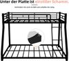 Flieks Etagenbett Metallbett, 90x190cm+140x190cm, Jugendbett, Gästebett mit Schrägleiter und Geländer, lärmfrei, Schwarz Bild 5