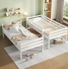 Bett 90x200 cm Etagenbett teilbar mit Leiter und Absturzsicherung – weißes Kiefernholz, platzsparend für Kinder Bild 2