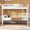 Bett 90x200 cm Etagenbett teilbar mit Leiter und Absturzsicherung – weißes Kiefernholz, platzsparend für Kinder Bild 4