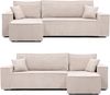 GrekPol 'Paris' Ecksofa mit Schlaffunktion, Samtstoff Beige Bild 2