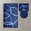 ROLFNERS Badematte 3 tlg Badematte Badezimmerteppich Badteppich Set Blau, Weicher Flor, Rutschfest, Schnell Trocknend, Fußbodenheizungsgeeignet, Polypropylen, Florhöhe ca. 15 mm, Waschbar bis max. 30°C Bild 2