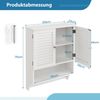 Wandschrank Hängender Medizinschrank mit 2 Lamellentüren 58 x 22 x 75 cm Weiß Bild 1