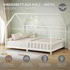 ML-DESIGN Spielbett Hausbett Kinderbett inkl. Lattenrost kreativ Bodenbett für Kinder, Abenteuerbett zum Spielen mit Rausfallschutz Kiefer Weiß Himmelbett Bild 2