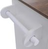 Kücheninsel HWC-P61 mit 2 Sitzhockern, Küchenschrank Schublade Staufächer MDF 90x120x45cm ~ weiß, dunkles Holz Bild 4