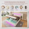 LVHOM Polsterbett 180x200 mit Seitenschränke, Bettgestell mit USB & LED und Stauraum sowie Hydraulik, Doppelbett aus Samt, Funktionbett, Beige Bild 5