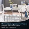 KHG 6er Set Sitzhocker Holzhocker Grau lackiert, Webstoff gepolstert Flur Garderobenhocker Küchenhocker 36 x 36 x 47 cm - Buche Holz Massiv bis 110 kg belastbar - Schminkhocker Landhausstil Bild 3